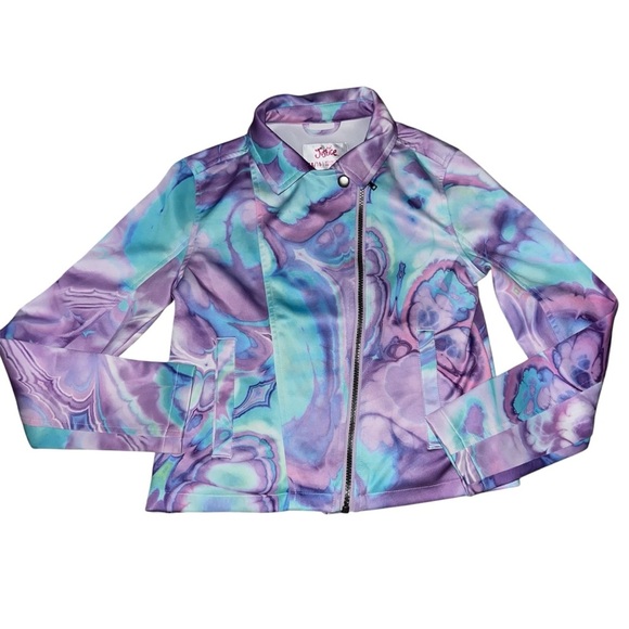Justice Jacket Purple and Blue Swirly Pattern Size 14/16 - Picture 6 of 10